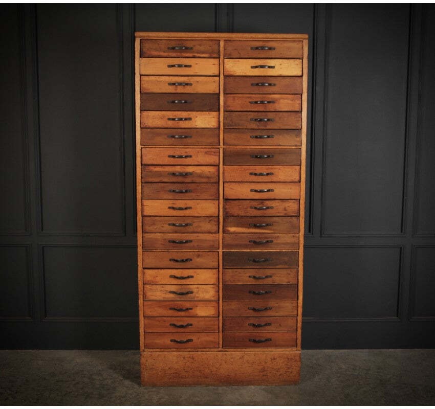 Large Fruitwood Vintage Haberdashery Chest