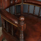 Pair Of Vintage Victorian Mahogany & Buttoned Leather Captains Desk Chairs