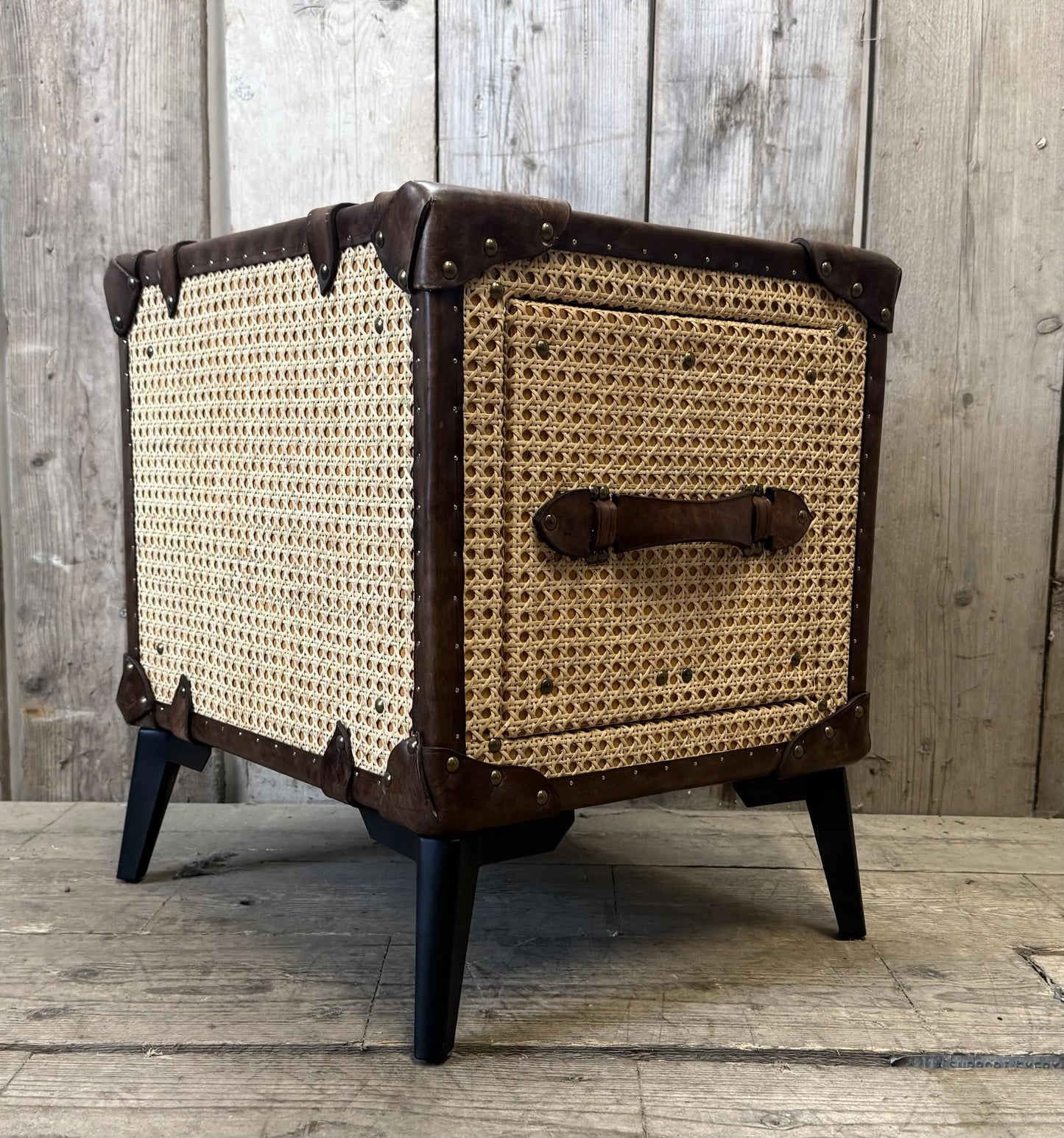 Hollywood Style 1920s Rattan Vintage Bedside Nightstand, Luxury English Handmade Unique Bespoke Chest