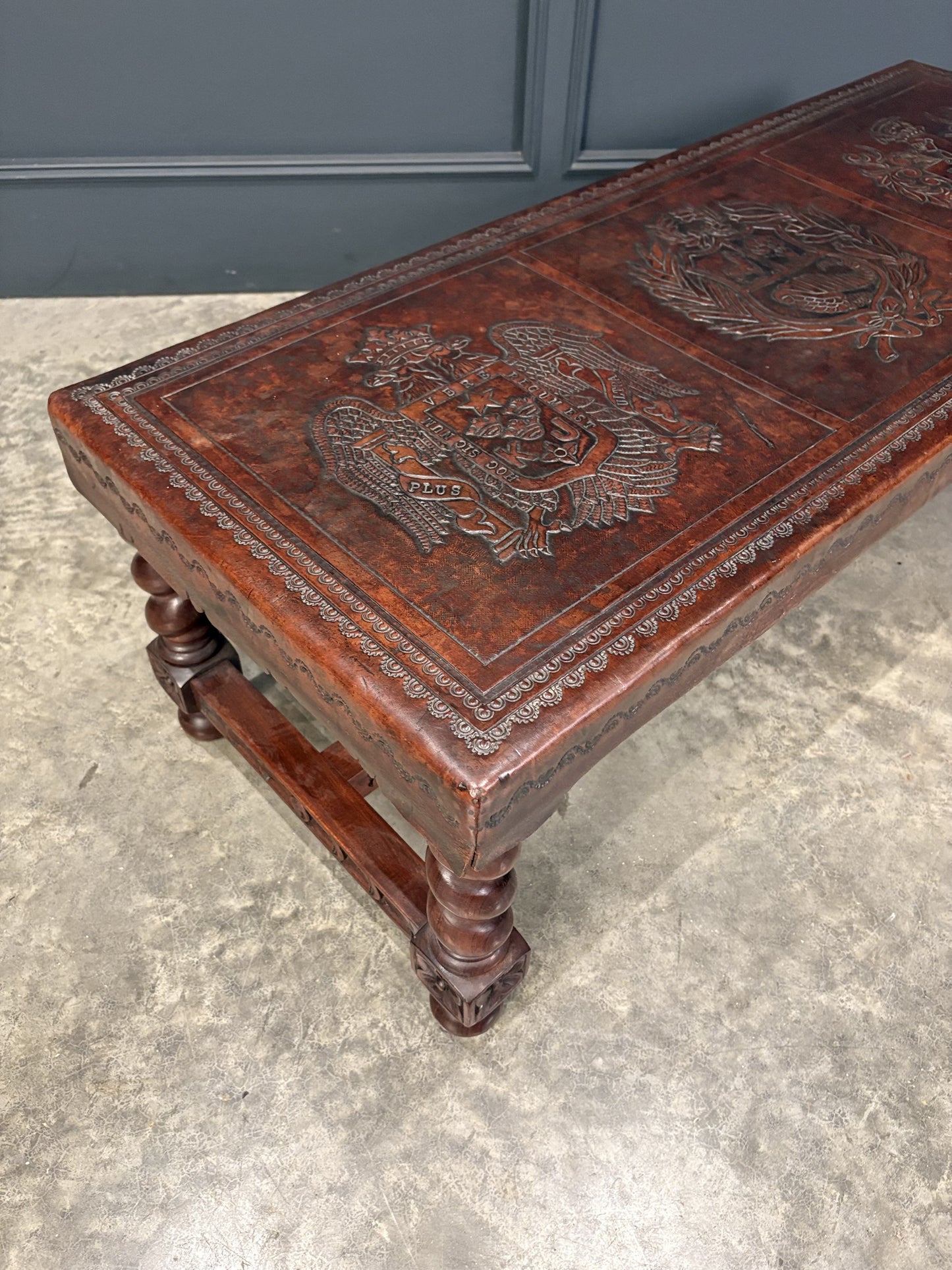 Mahogany & Leather Vintage Coffee Table