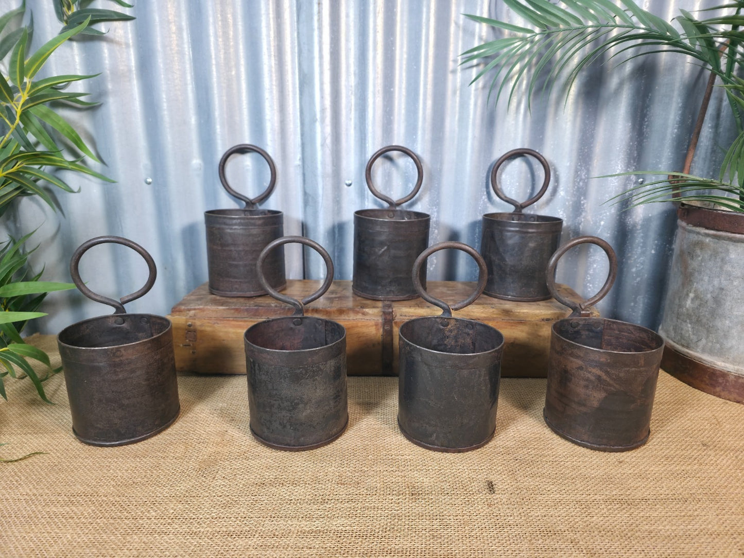 Vintage Iron Metal Pot Handle Utensil Planter Pen Desk Storage