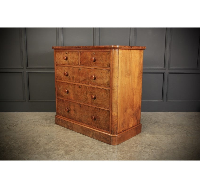 Vintage Victorian Burr Oak Chest Of Drawers
