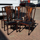 Set of 8 Art Noveau Marquetry Inlaid Mahogany Dining Chairs, New Upholstery.
