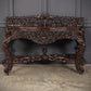 Antique Gothic Burmese Carved Padauk Wood Side Table