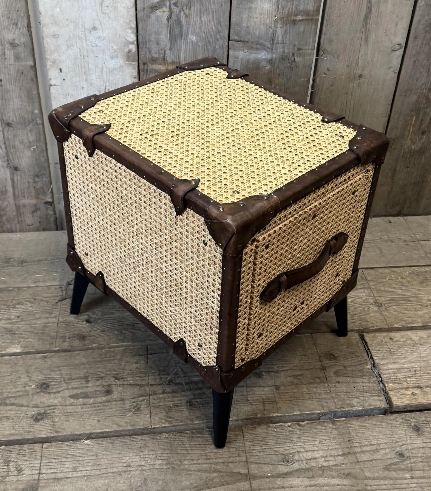 Hollywood Style 1920s Rattan Vintage Bedside Nightstand, Luxury English Handmade Unique Bespoke Chest