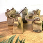 Vintage Indian Rustic Wabi Sabi Hand Carved Teak Wooden Oil Lantern Container