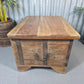 Vintage Rustic Indian Solid Wooden Dowry Chest Coffee Side Table Trunk