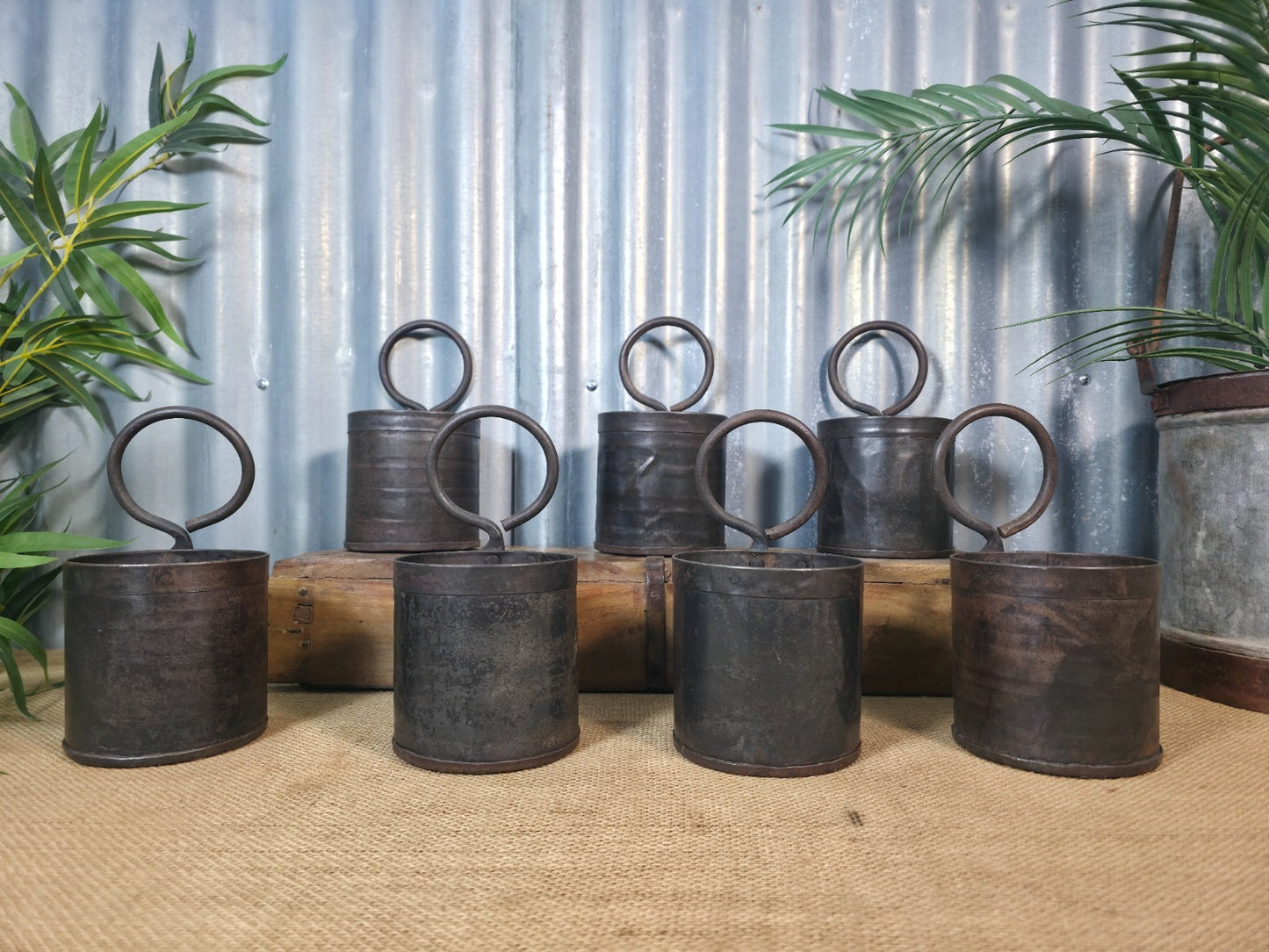 Vintage Iron Metal Pot Handle Utensil Planter Pen Desk Storage