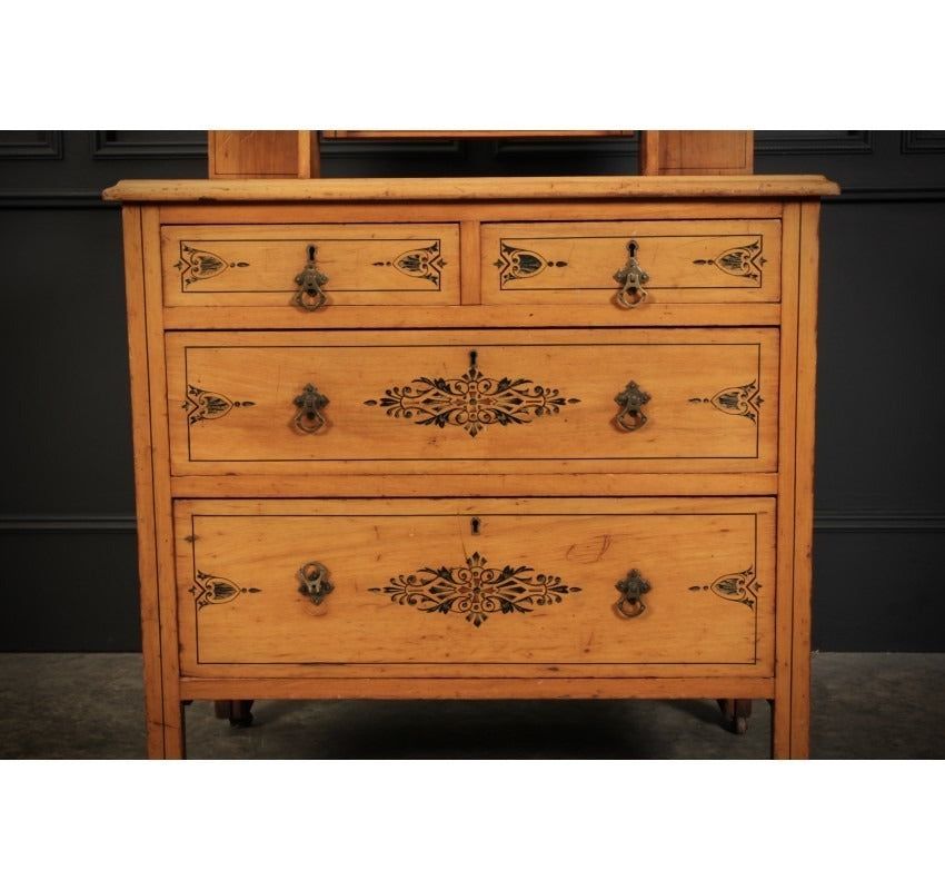 Satin Birch Stencilled Vintage Dressing Chest