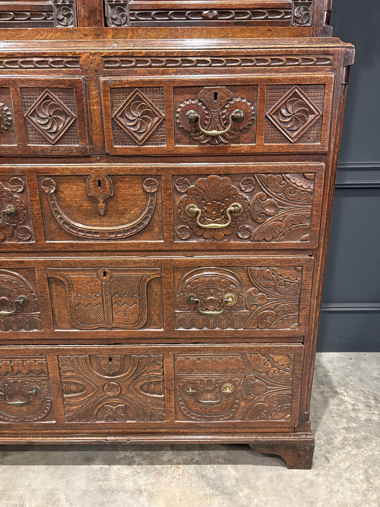 18th Century Carved Oak Housekeepers Cupboard