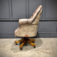 Buttoned Leather Antique Swivel Desk Chair