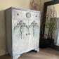 Vintage Tallboy Cabinet: Hand Painted Blue
