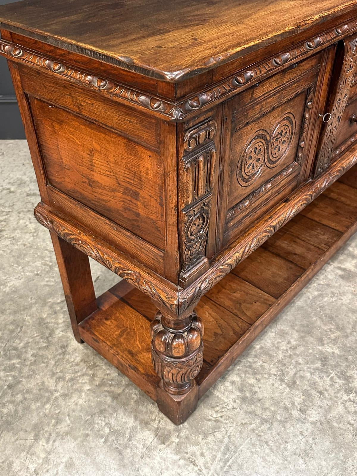 Solid Oak Potboard Dresser Antique Sideboard