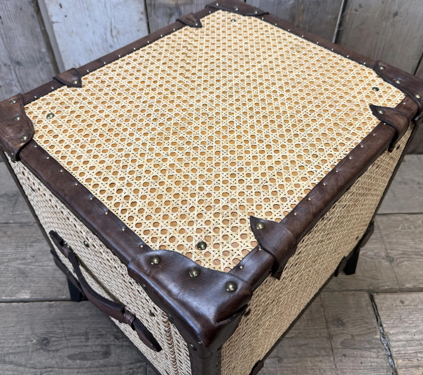 Hollywood Style 1920s Rattan Vintage Bedside Nightstand, Luxury English Handmade Unique Bespoke Chest
