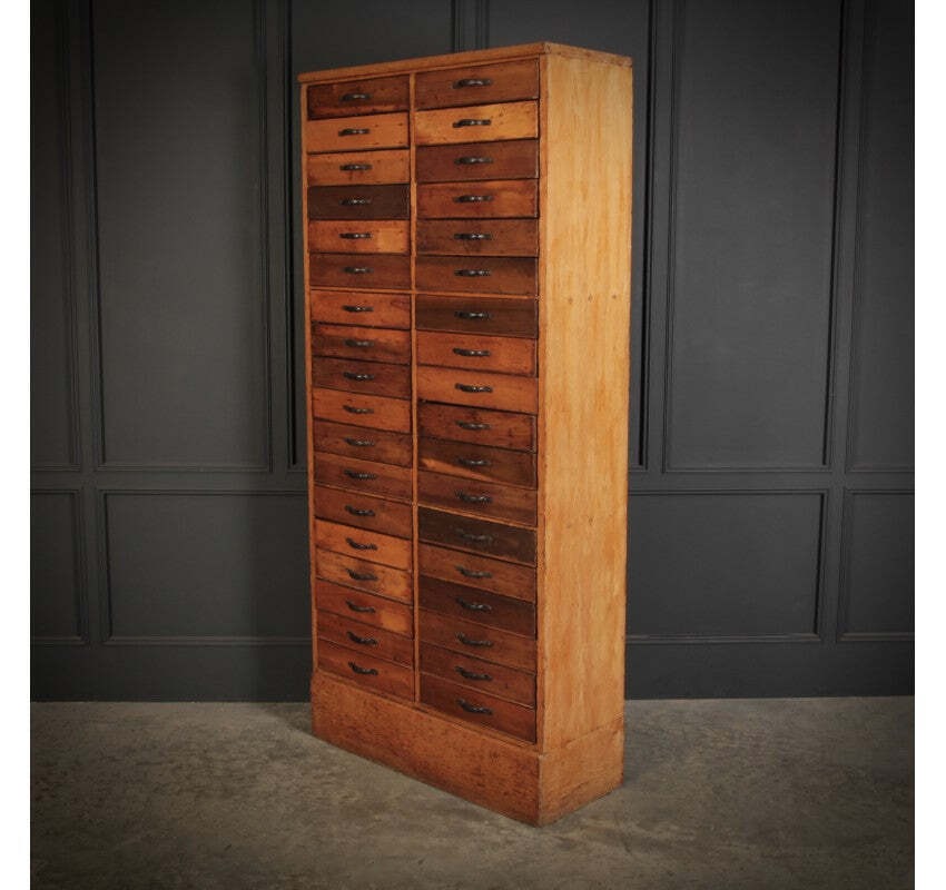 Large Fruitwood Vintage Haberdashery Chest