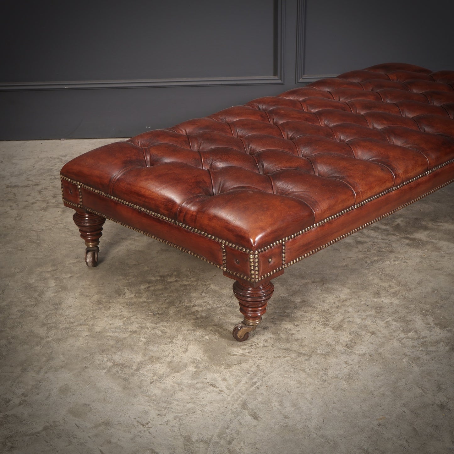 Vintage Victorian Buttoned Leather Footstool