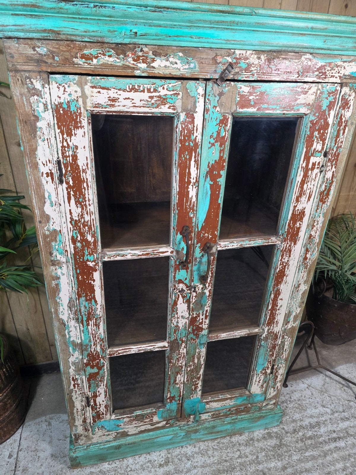 Vintage Reclaimed Indian Freestanding Kitchen Bathroom Drinks Display Cabinet