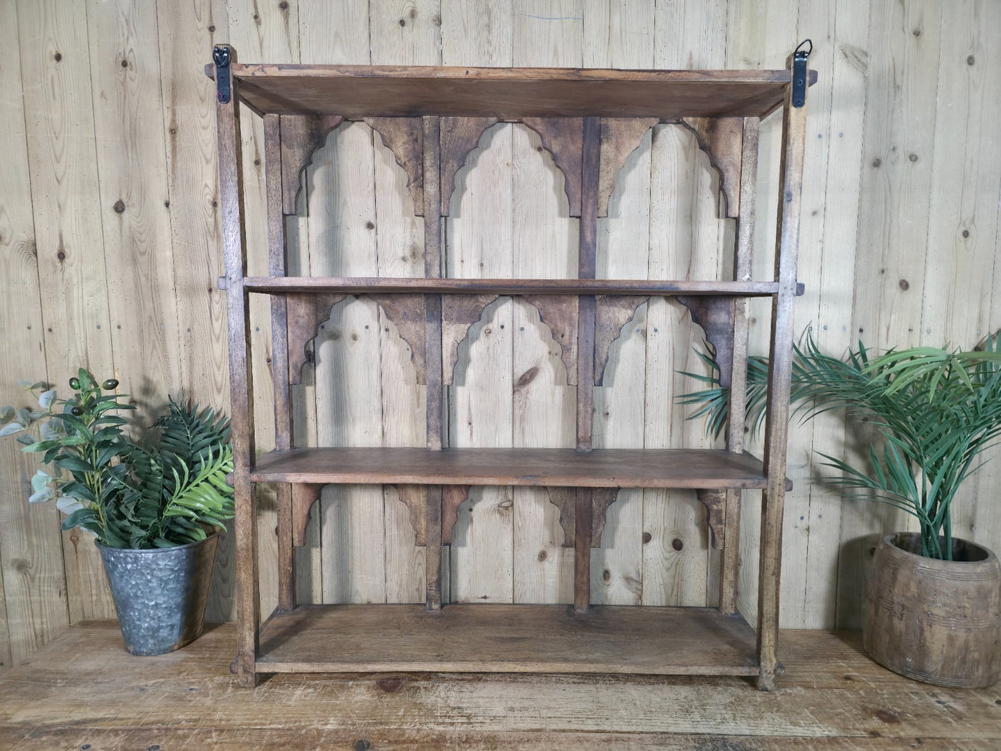Vintage Solid Wooded Arched Temple Wall Display Shelf Shelves