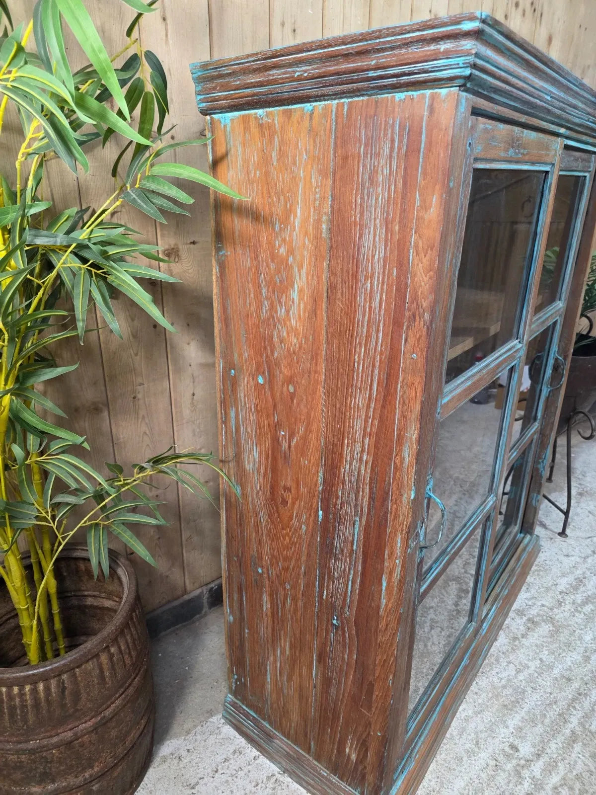 Vintage Reclaimed Indian Freestanding Kitchen Bathroom Drinks Display Cabinet
