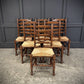 Set Of Eight Antique Ladder Back Dining Chairs