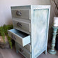 Vintage bedside drawers, hand painted sage green