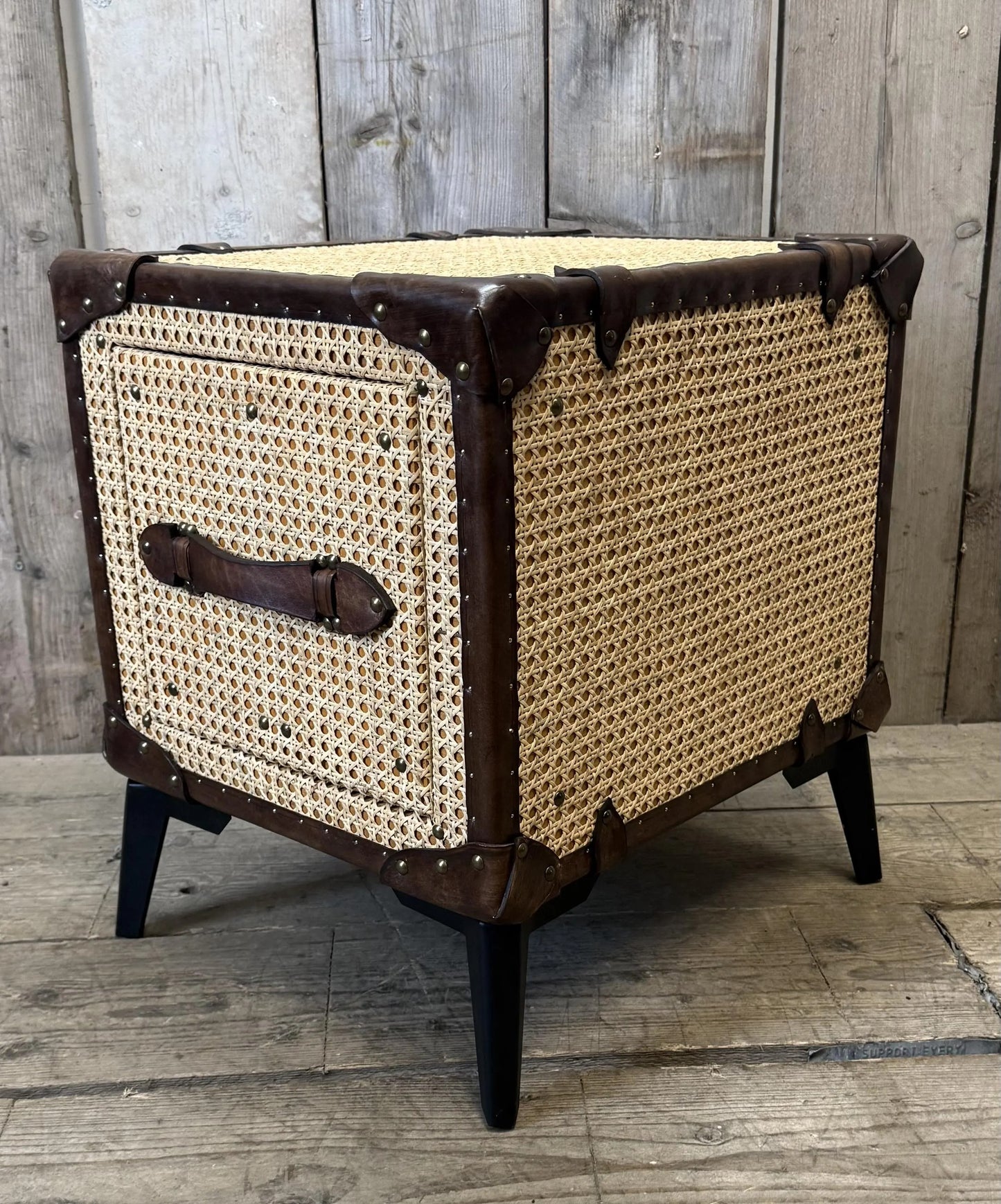 Hollywood Style 1920s Rattan Vintage Bedside Nightstand, Luxury English Handmade Unique Bespoke Chest