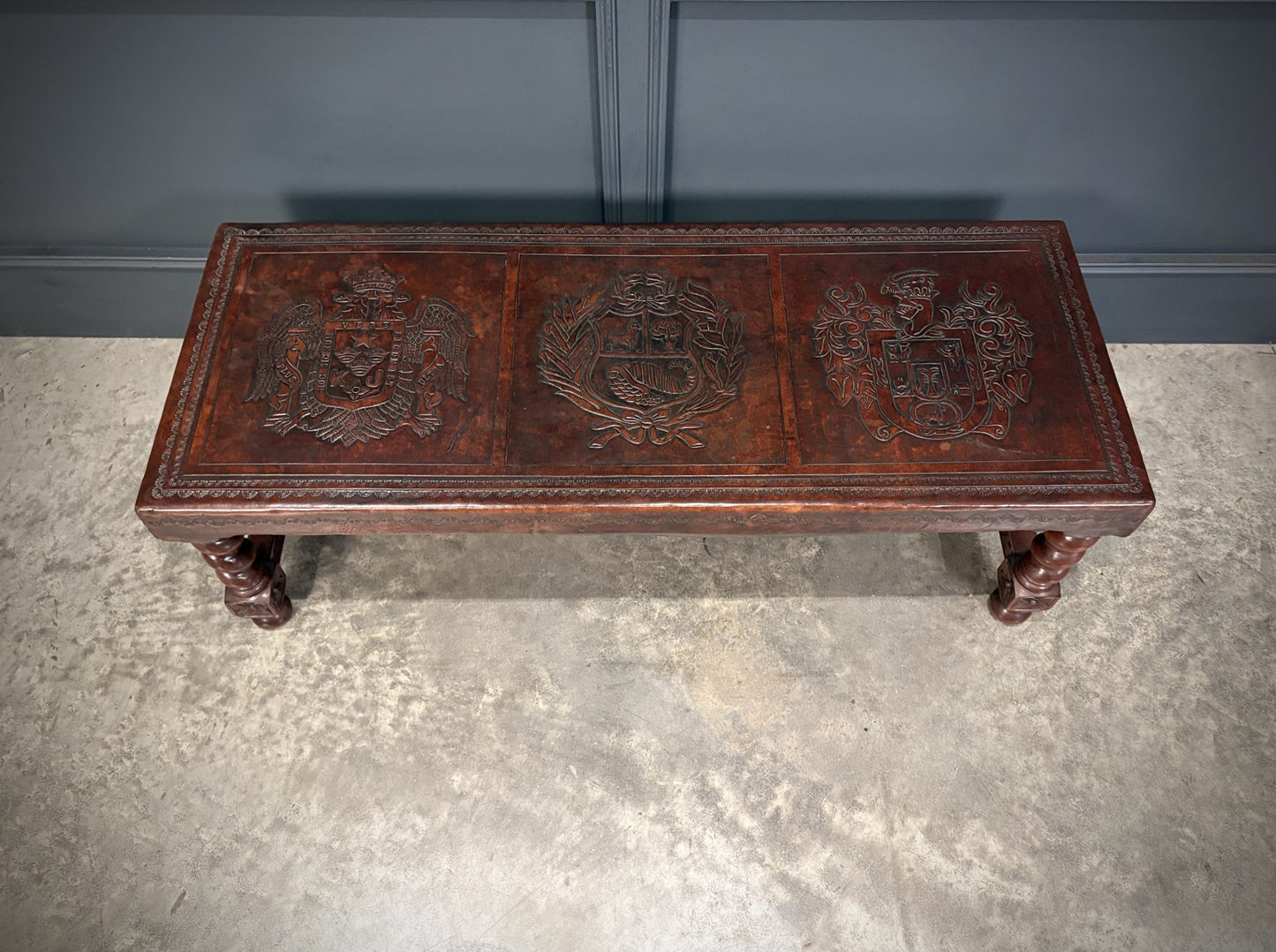 Mahogany & Leather Vintage Coffee Table