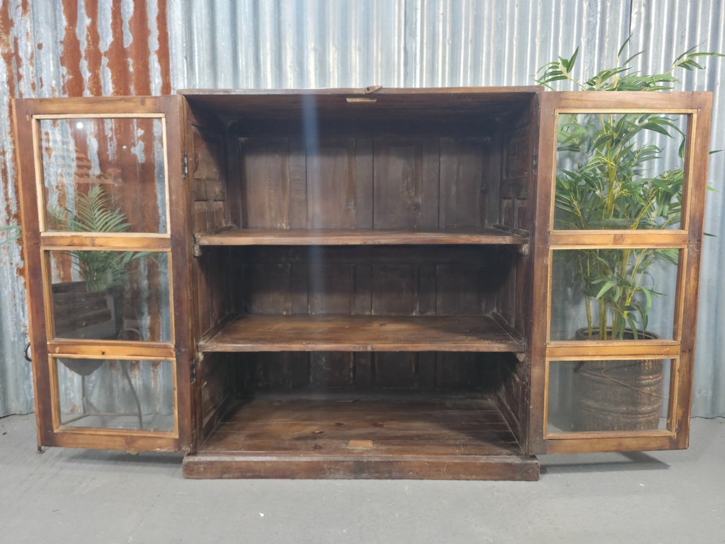 Vintage Reclaimed Indian Freestanding Kitchen Bathroom Drinks Display Cabinet