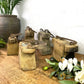Vintage Indian Rustic Wabi Sabi Hand Carved Teak Wooden Oil Lantern Container