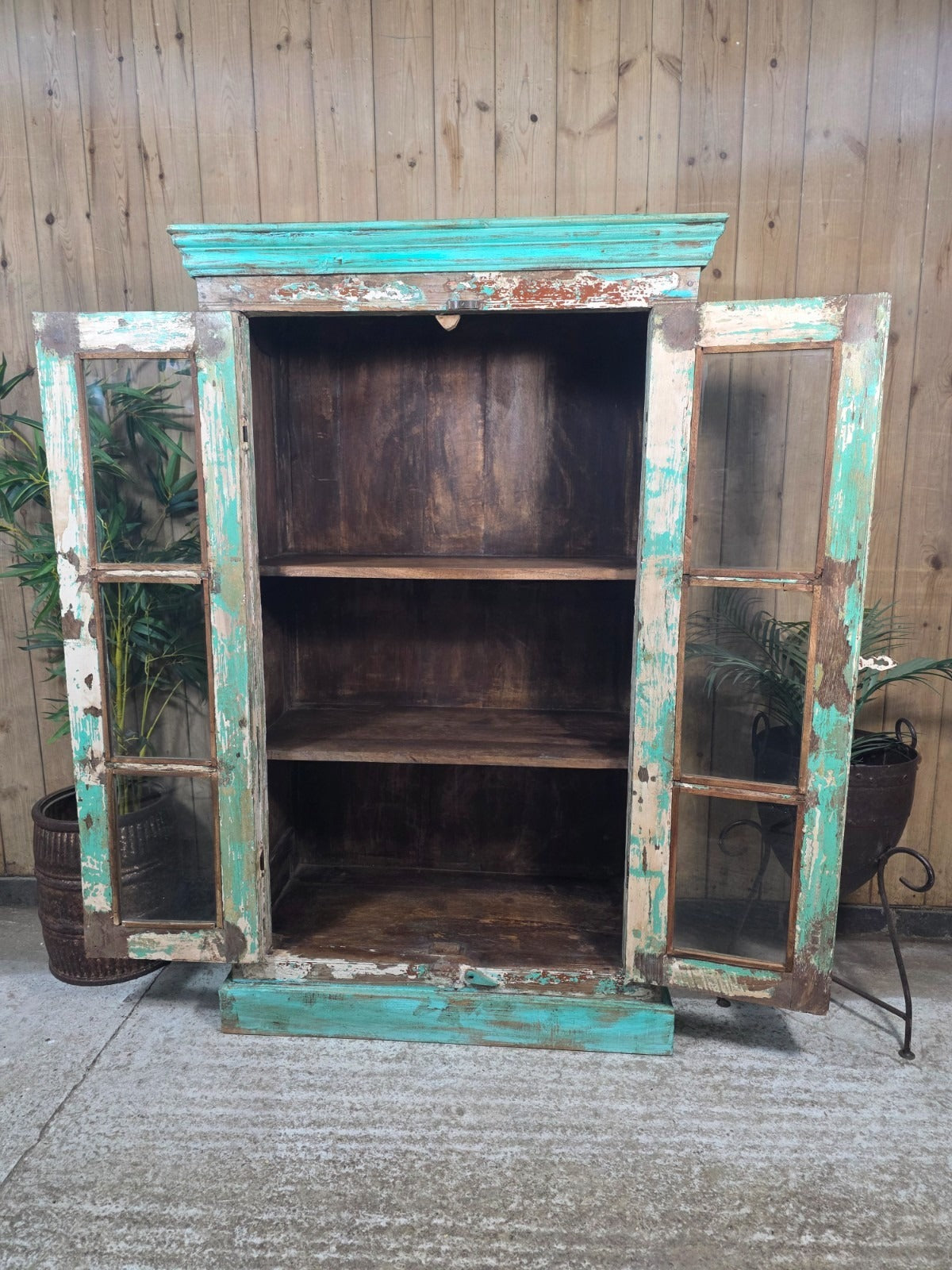 Vintage Reclaimed Indian Freestanding Kitchen Bathroom Drinks Display Cabinet