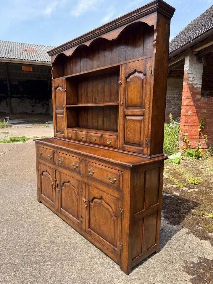 Large Antique Style Solid Oak Hand Made English Country Farmhouse Dresser