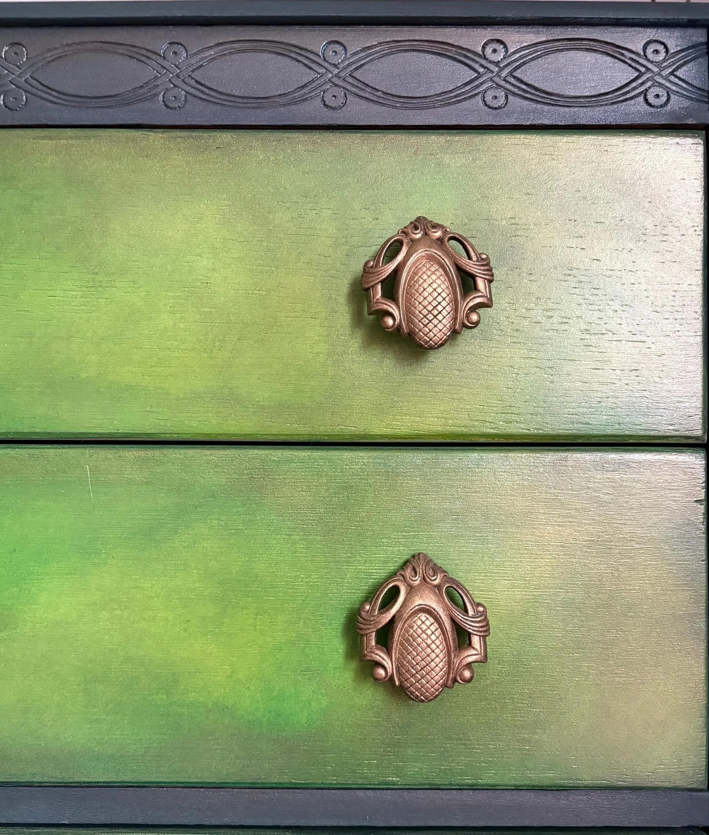 Green Vintage Lebus Chest of Drawers – Hand Painted Dresser