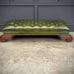 Vintage Regency Green Buttoned Leather Footstool