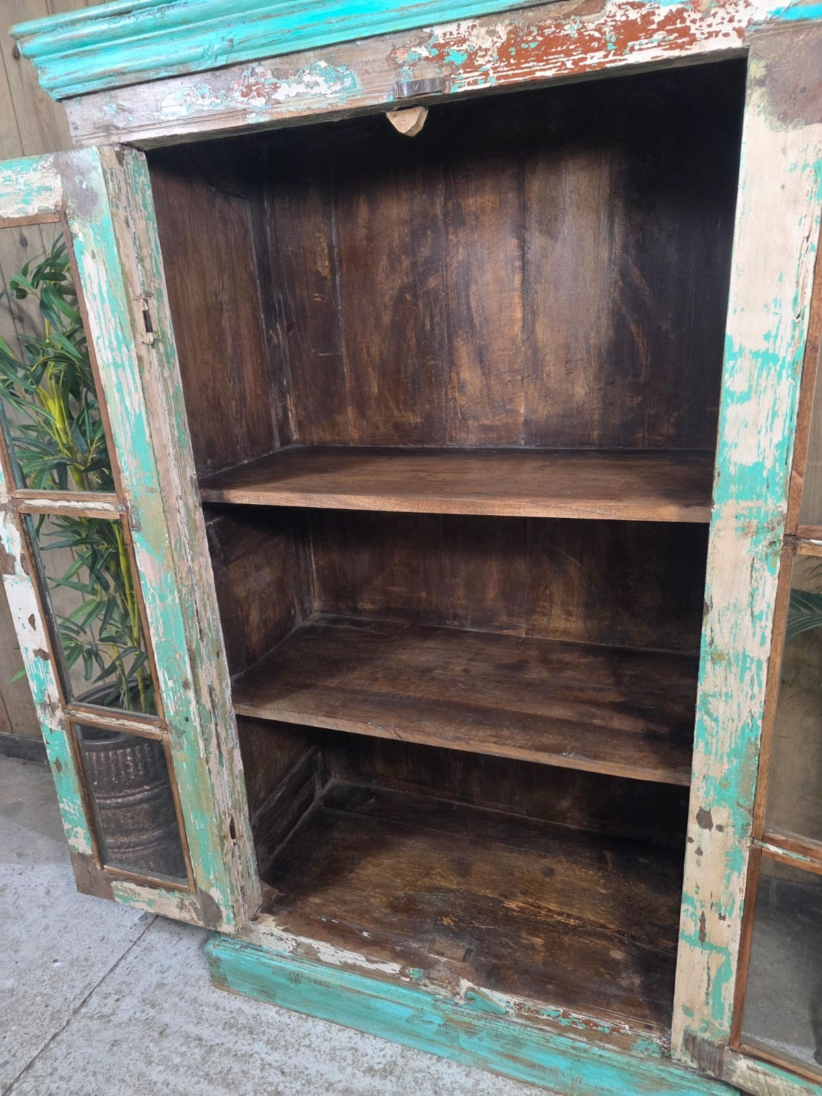 Vintage Reclaimed Indian Freestanding Kitchen Bathroom Drinks Display Cabinet