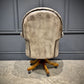 Buttoned Leather Antique Swivel Desk Chair