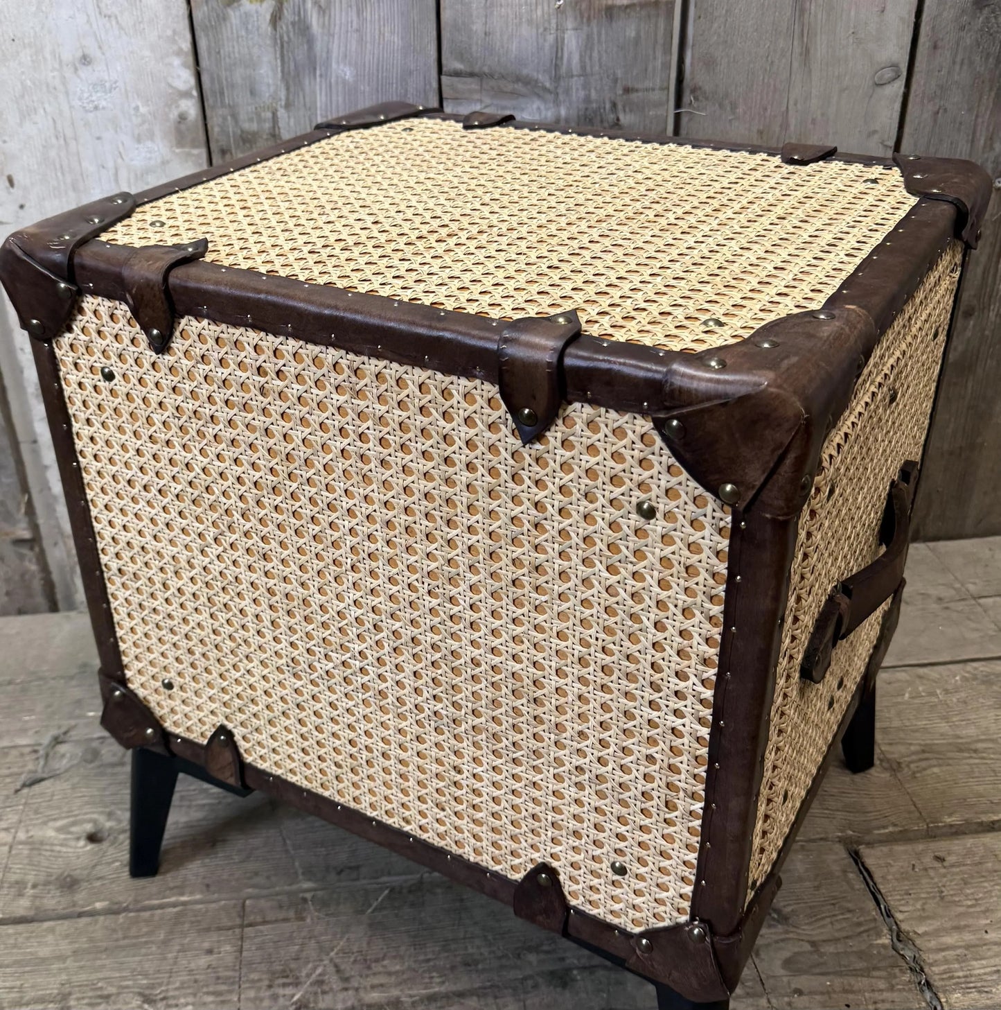 Hollywood Style 1920s Rattan Vintage Bedside Nightstand, Luxury English Handmade Unique Bespoke Chest