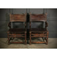 Pair Of Oak And Leather Antique Armchairs