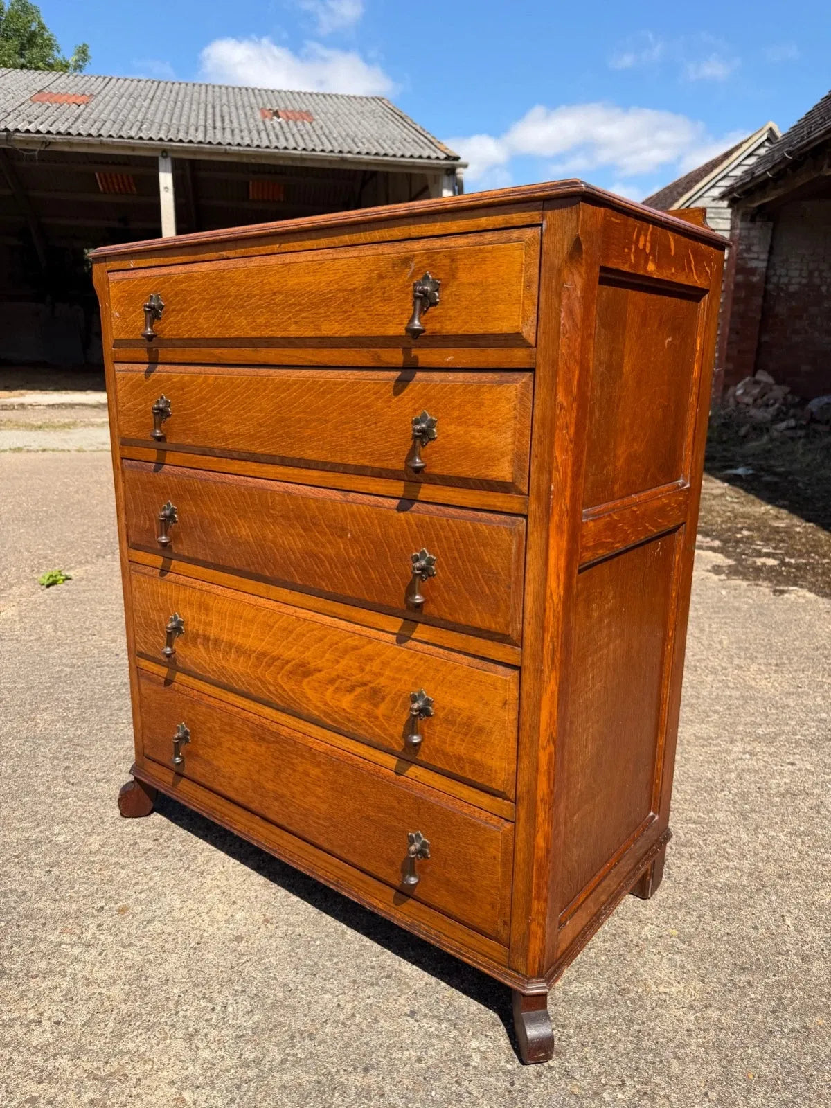 Vintage Oak Tallboy Chest of Drawers