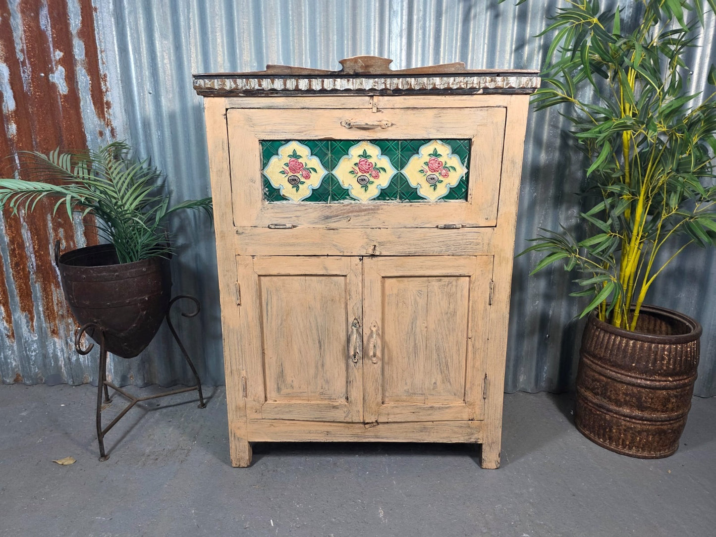 Vintage Reclaimed Indian Wooden Free Standing Bathroom Kitchen Cupboard Cabinet
