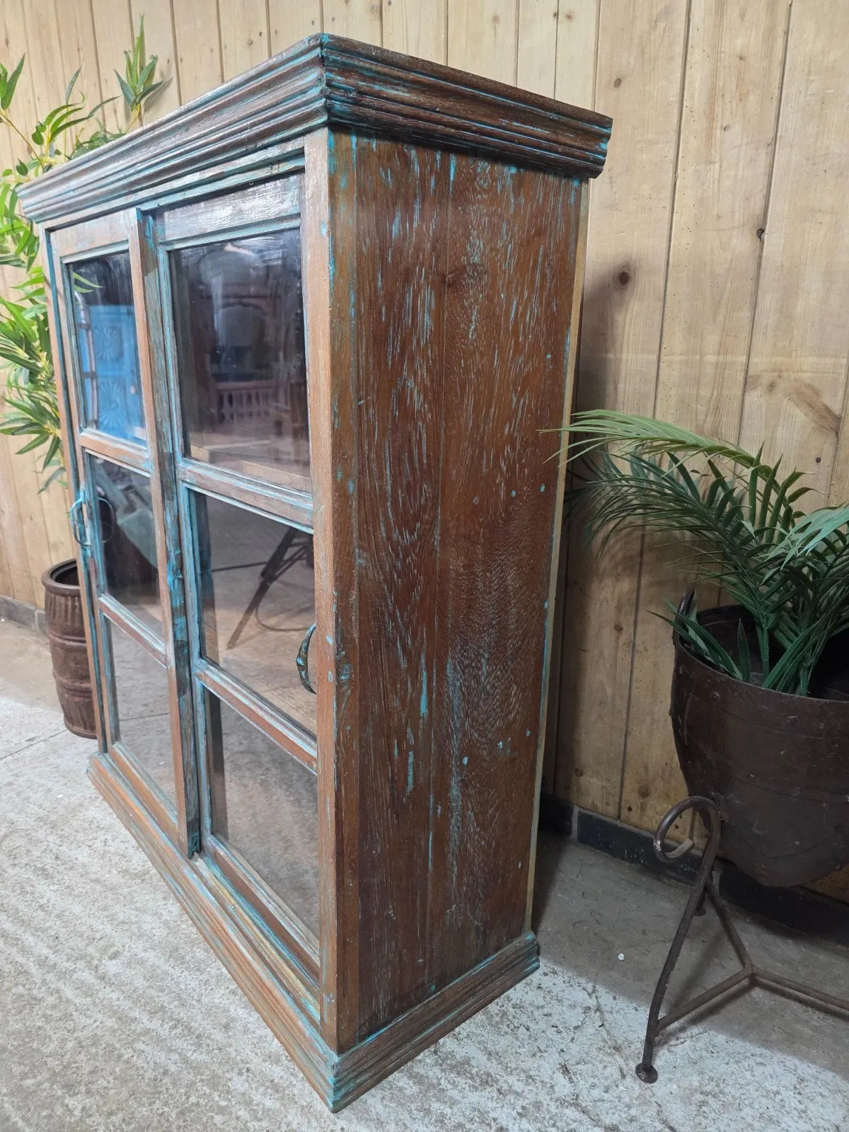 Vintage Reclaimed Indian Freestanding Kitchen Bathroom Drinks Display Cabinet