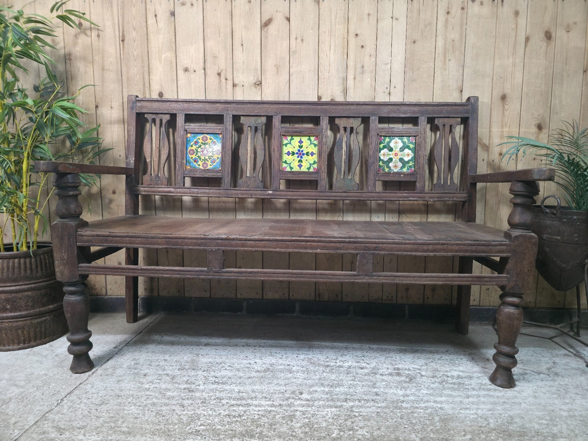 Vintage Rustic Solid Wooden Garden Bench Seat Day Bed