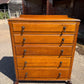 Art Nouveau Arts & Crafts Golden Oak Vintage Tall boy Chest of Drawers