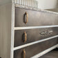 Mid Century Hand Painted Low Chest of Drawers: Bronze Glaze