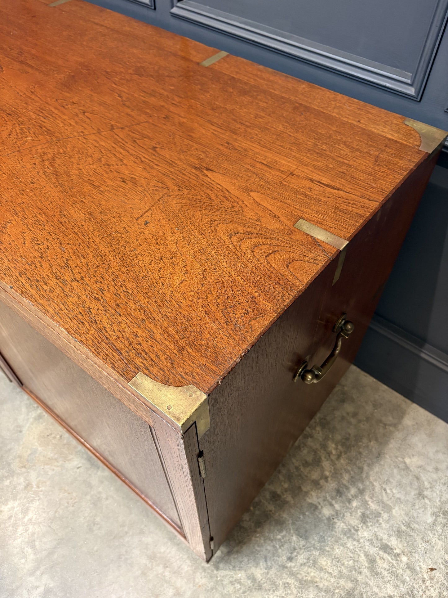 Rare Teak Military Campaign Side Cabinet