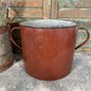 Vintage French Brown Enamel Cooking Pot Tub Garden Planter
