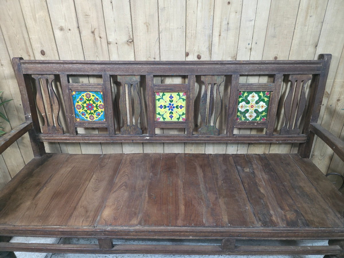 Vintage Rustic Solid Wooden Garden Bench Seat Day Bed
