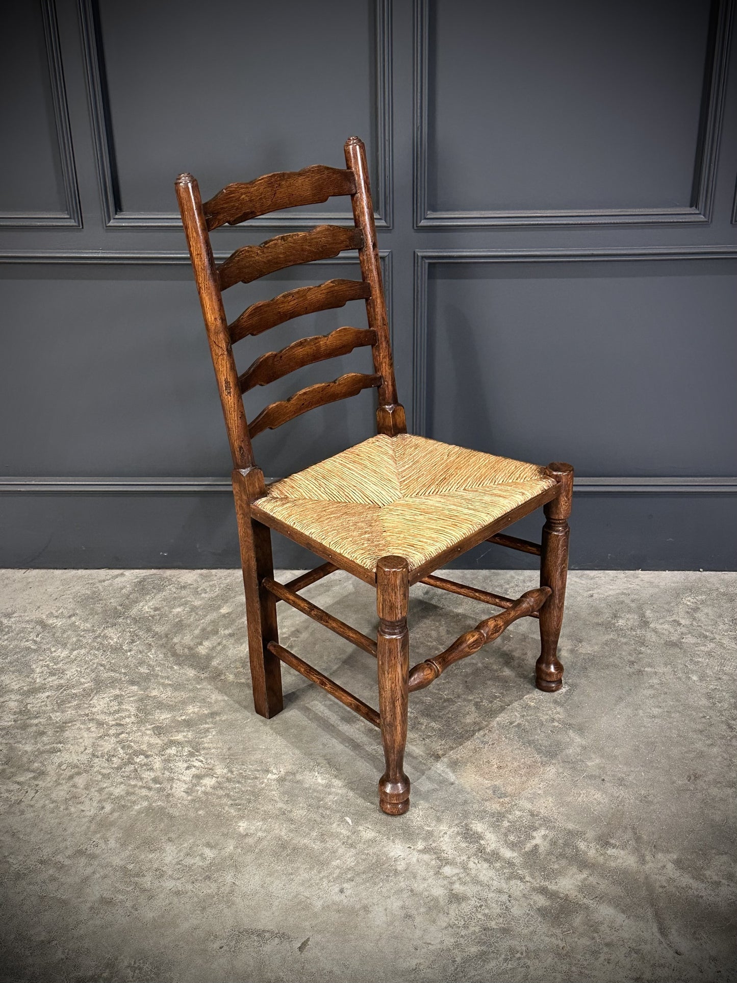 Set Of Eight Antique Ladder Back Dining Chairs