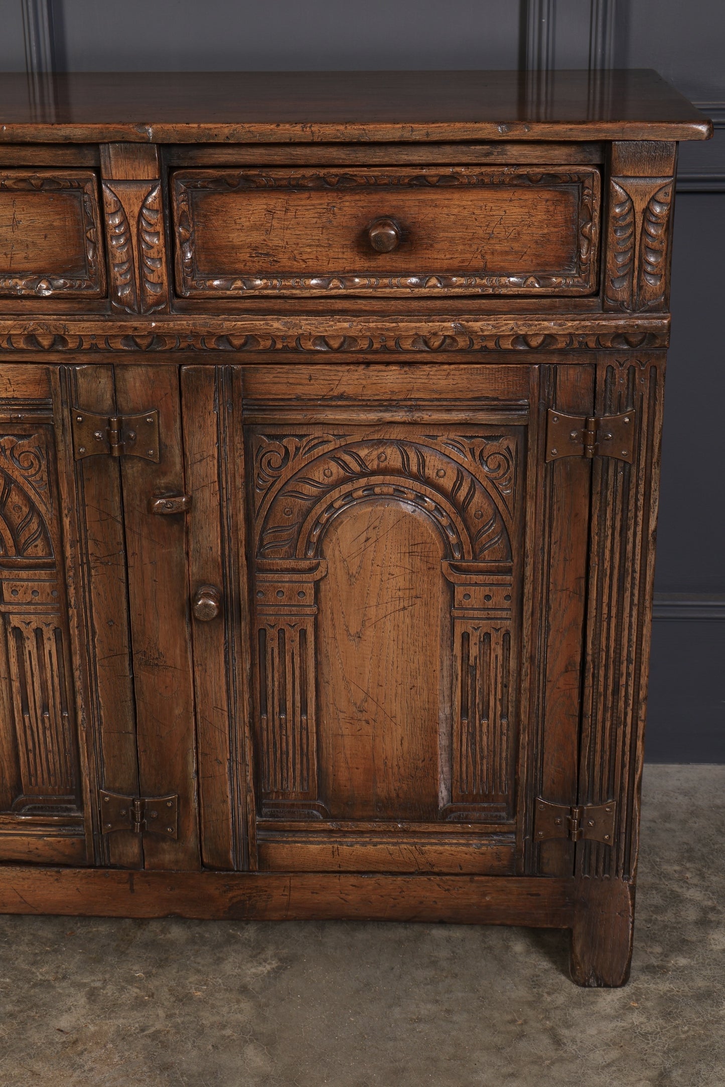 Vintage Carved Oak Sideboard, 1920s