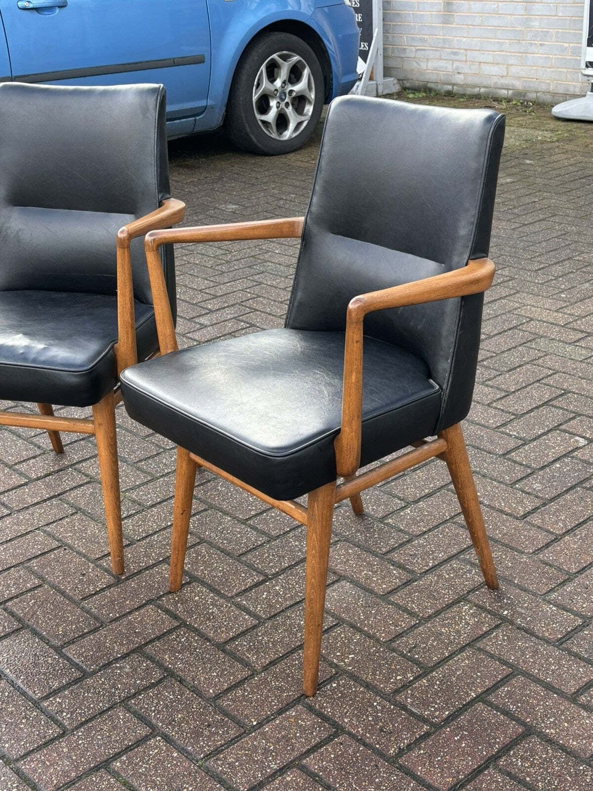 Mid Century Retro Pair Of Library Armchairs