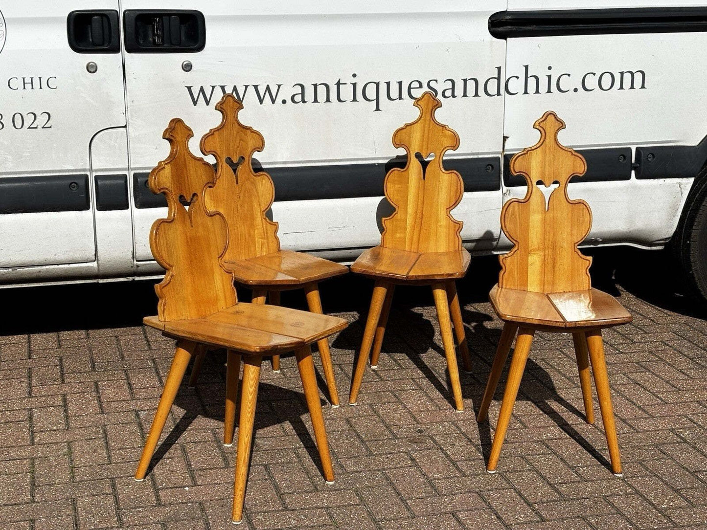 Vintage Set Of Elm Dining / Kitchen Chairs By Cepelia